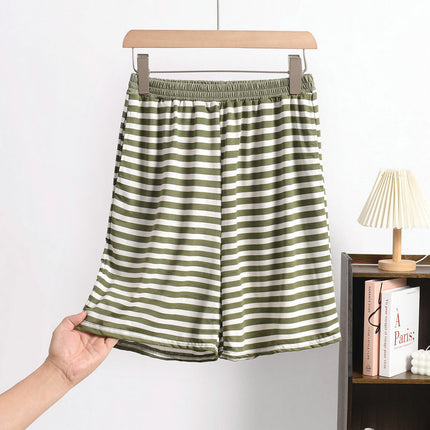 Cross-Border Summer Striped Modal Shorts Women's Home Pants Japanese-Series Loose Outer-Wearing plus size Bit Cotton Home Pants