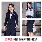 Navy suit + shirt + skirt / S