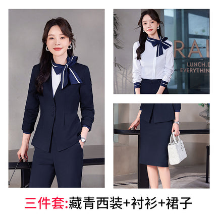 Stewardess Uniform Professional suit Female Spring and Autumn Fashion Front Desk Beautician Work Clothes Female Professional Temperament Suit Dress