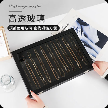 Jewelry Box Necklace Storage Box with Lid Split Dustproof Storage Pearl Necklace Bracelet Stall Display Necklace Box