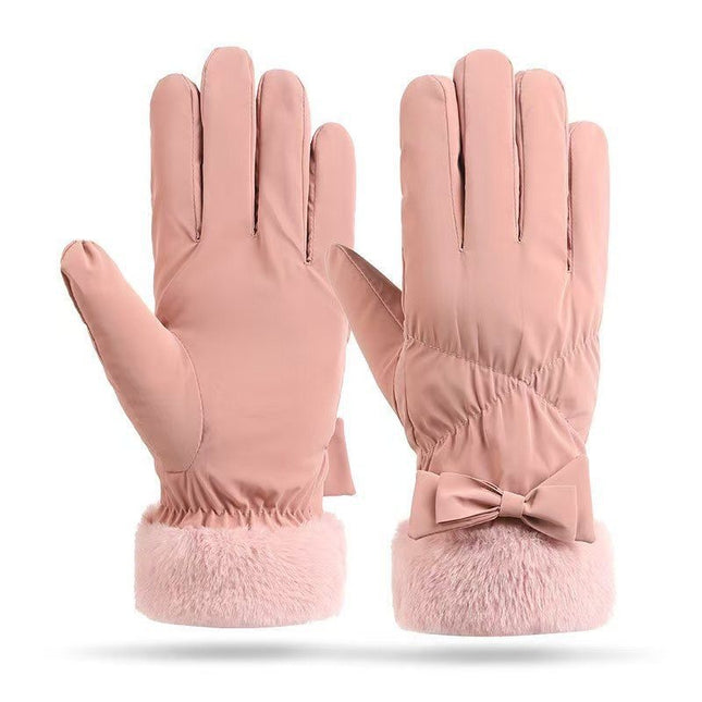 Winter Warm Women's Gloves, Touch Screen Compatible, Fleece-Lined, Thickened, Waterproof, Non-Slip, Cold-Resistant, Suitable for Cycling, Students, Skiing, Simple and Versatile