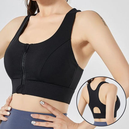 One-piece Zipper Sports Underwear Yoga Vest Running Fitness Shockproof Outer Wearing Bra Women's Bra Shock Absorbing