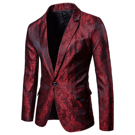 2023 foreign trade autumn new men's bright face dark pattern suit nightclub one button men's lapel suit suit