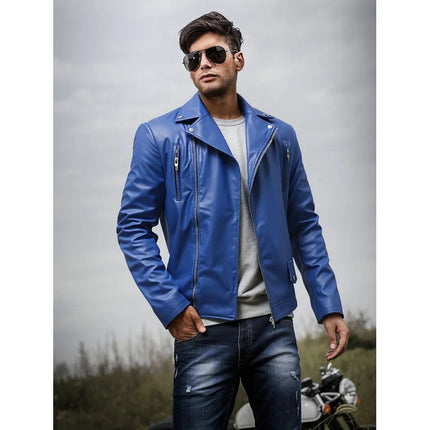 Cross-Border European and American Slim Men's Leather Jacket Casual Motorcycle Jacket Motorcycle Clothing American Retro Pu Leather Jacket