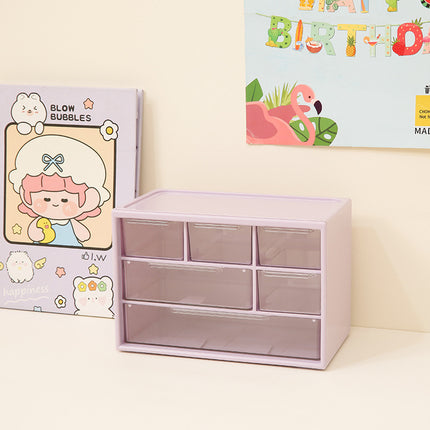 Yq0039 Nine-Compartment Drawer-Style Transparent Storage Box for DIY Accessories Desktop Storage Cabinet