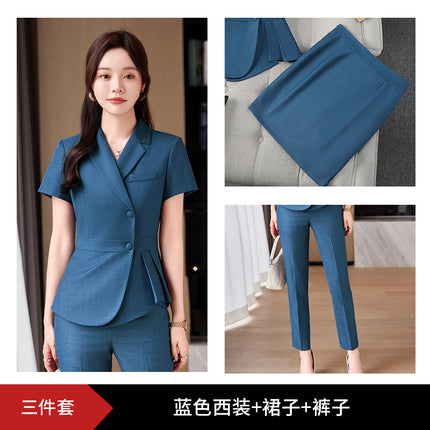 Formal wear women's suit suit fashionable elegant high-end business wear goddess style summer suit hotel front desk work clothes