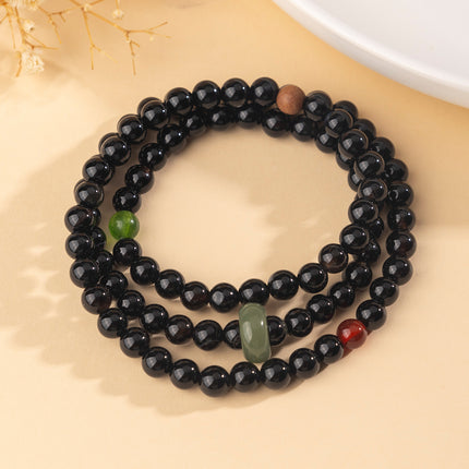 Live-Stream Popular Crystal Bracelets, Natural Black Agate Beaded Bracelets, Hetian Jade Running Ring Design Bracelets Wholesale