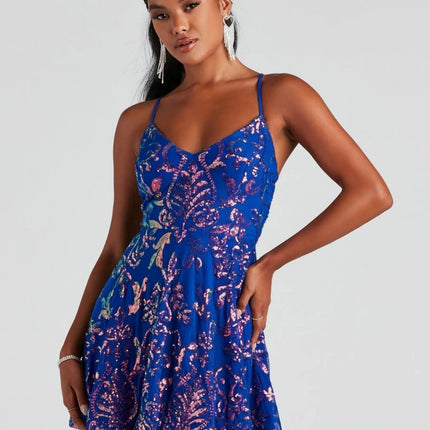 Cross-Border Women's Glitter Sequin Loose Mini Cocktail Party Dress with Straps (5 Colors) Sequin Dress