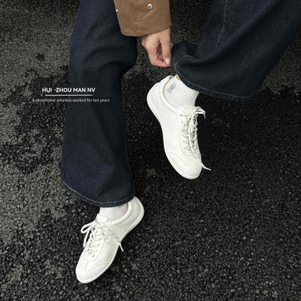 Cowhide Version~2025 New Autumn Genuine Leather Sports White Shoes for Women, Thick-Soled German Training Shoes, Forrest Gump Shoes, Casual Sneakers
