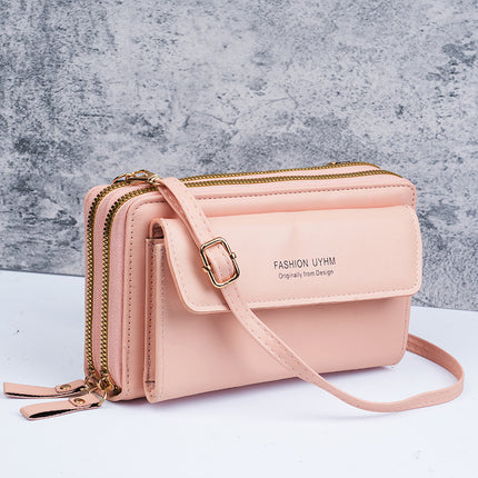 2025 New Women's Crossbody Bag Korean Style Fashion Shoulder Bag Versatile Large Capacity Double Zipper Mobile Phone Bag Women Wholesale