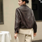 5521 cotton retro brown fur collar removable / M
