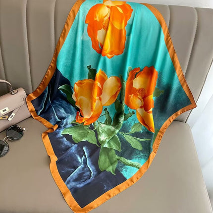 70 Silk Scarf Square Scarf High-end Korean Style Fashion All-match Professional Silk Small Scarf Retro Printed Silk Scarf for Women