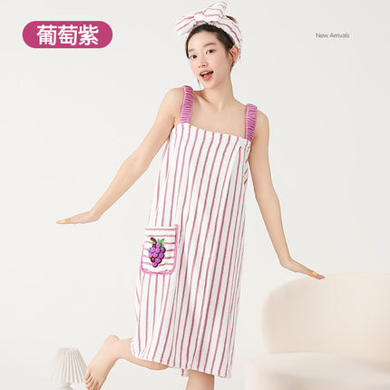 New Style Thickened Bath Towel Girls Can Wear Wrap Cotton Absorbent Quick-drying Household Nightgown Autumn and Winter Bathing Bathrobe Bath Skirt
