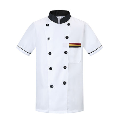 Chef Work Clothes Short-sleeved Men's Summer Breathable Restaurant Kitchen Canteen Restaurant Embroidered Word Kitchen Clothes Long-sleeved
