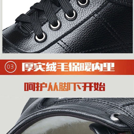 Genuine Leather leather broken size leak-picking men's cotton shoes dad shoes winter fleece-lined warm cotton leather shoes men's high-top cotton shoes