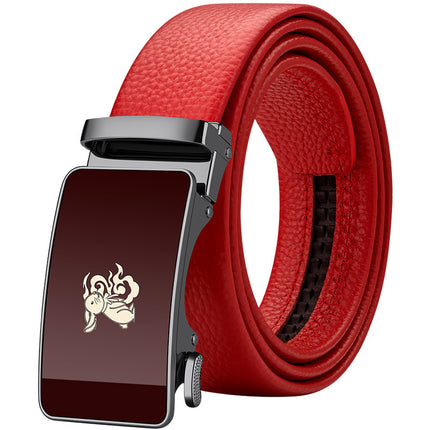 King's Paul 2025 New Arrival Belt Men's Red Year of the Snake Men's Belt Automatic Buckle Belt Gift