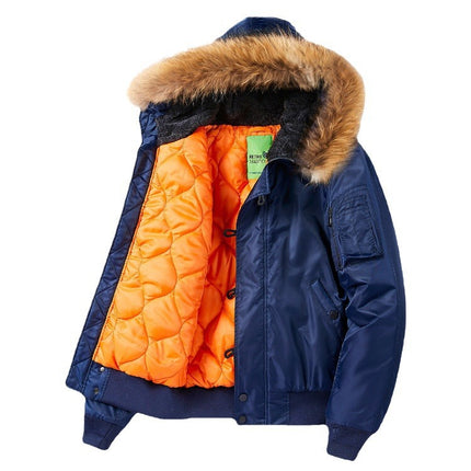 American cotton and thickening Autumn and Winter New Air Force MA1 Aviator Jacket Detachable Wool Collar Cotton plus size Jacket