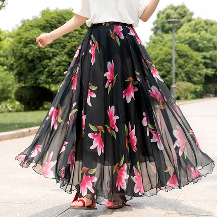 European and American Printed Skirt for Women Amazon 2025 Summer New Casual Seaside Vacation Long Skirt Skirt