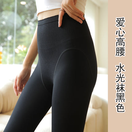 fleece-lined Thickened Water Light Socks Women's Autumn and Winter Stockings Shaping Pants Light Leg Black Skin-penetrating Bottom Socks Artifact High Waist Black Silk