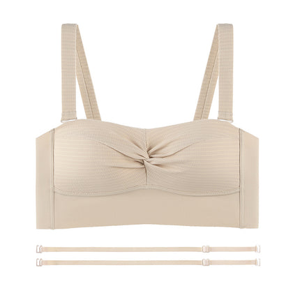 New Traceless Thin Strapless Bra No Steel Rings Small Chest Push-up Adjustable Underwear Women's Breathable Paramax