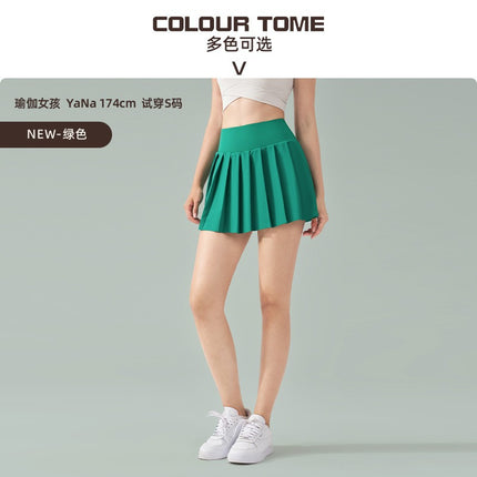 Spring and Summer New Dopamine Yoga Short Skirt Anti-running Fake Two-piece Tennis Skirt Quick-drying Fitness Sports Skirt Pleated Skirt