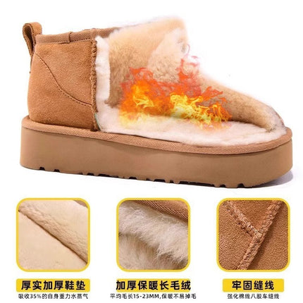 Sangpo Village Genuine Leather Snow Boots 25 New Models Winter Fleece-Lined Thick-Soled Leather and Fur Integrated Outdoor Warm Cotton Shoes for Men and Women