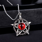 Luminous skull five-pointed star-red eye [with titanium steel chain]]