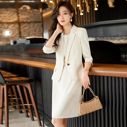 Brown Small Suit Jacket Women's Spring and Autumn New Work Clothes Business Suit dress Suit Two-piece Dress