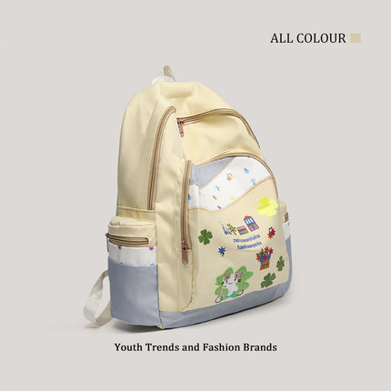 Simuda Official Authentic Cute Cotton Cat Contrasting Color Large-Capacity Backpack Versatile Backpack for Class