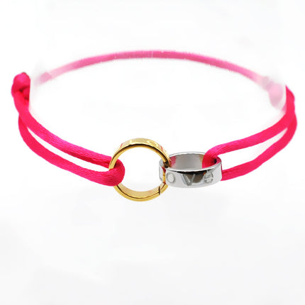 Cross-border supply Foreign Trade hand-woven couple stainless steel bracelet love double ring bracelet adjustable bracelet