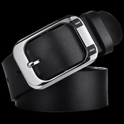 Extended Men's Leather Belt with Pin Buckle, Fashionable Versatile Wide Waist Belt, Designer Niche Black Korean Style Casual