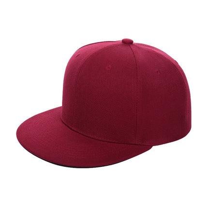 Cross-Border Color-Blocked American-Style Six-Panel Flat-Brim Hip-Hop Hat for Men and Women, Solid Color Plain Flat-Brim Hip-Hop Baseball Cap, Unisex