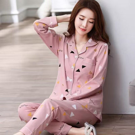 5A Antibacterial Pajamas for Women Spring & Fall 2025 New Pure Color Pure Cotton Spring and Autum Long-Sleeved Women's Home Wear Set Available
