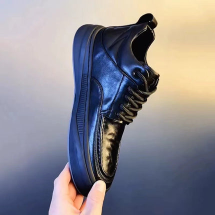 Cowhide fleece-lined high-top men's shoes 2024 new winter shoes two cotton leather shoes mid-top warm explosion cotton shoes for men