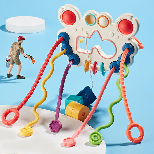 Baby Sensory Pull-Along Toy Soft Rubber Chewable UFO Suction Infant Early Education 0-3 Years / Jouet Sensoriel Bébé Ventouse Caoutchouc Souple Mordable Éveil Nourrisson 0-3 Ans