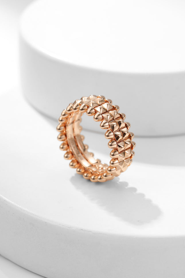 Classic Wide Rivet Ring, Fashionable and Luxurious V Gold Version, Non-Fading Couple's High-End Ring