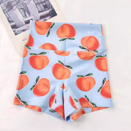 High-Waisted Butt-Lifting Naked-Feel Brushed Yoga Shorts Voxy Printed Summer High-Elastic Quick-Drying Three-Quarter Pants