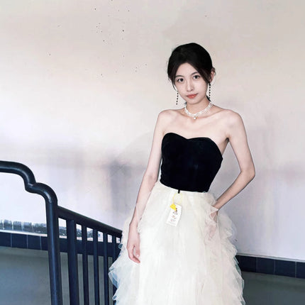 French Style Light Wedding Dress Tube Top High-end Light Luxury Banquet Tube Top Evening Dress Adult Ceremony Birthday Performance Princess Tutu Dress