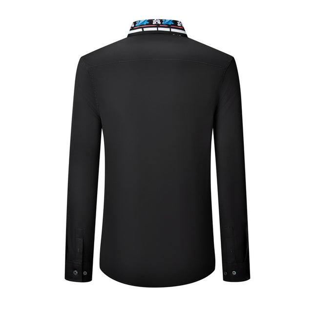 European and American Style Light Luxury Handsome Slim Digital Printed Men's Long-Sleeved Shirt Tops Cross-Border Hot Selling New Style