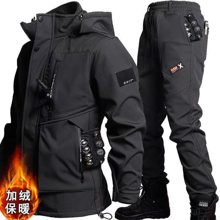 Autumn and Winter Three-in-One Charge Clothes Removable Inner Cold-proof Warm Two-piece Windproof Water-splashing and Dirty-resistant Work Clothes
