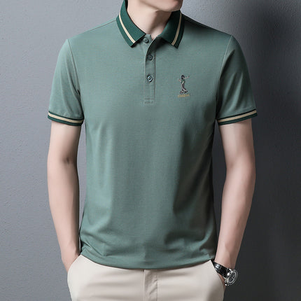 Explosions villain golf men's cotton polo summer short sleeve color live tremolo fast hand foreign trade special contribution