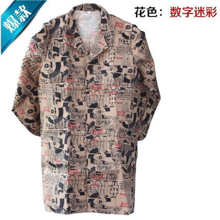 New blue gown long-sleeved work clothes men's and women's moving clothes blue camouflage work clothes robe white solid work clothes, made