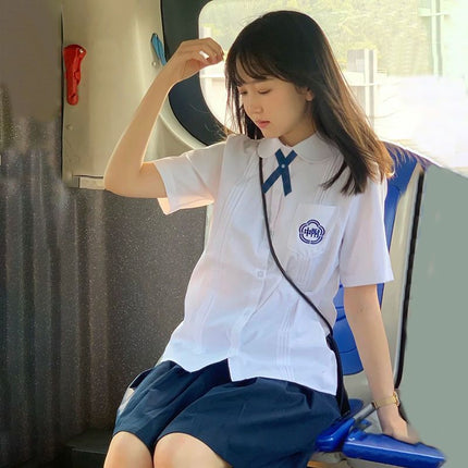 Taiwan Attached High School Uniform Summer Shirt suit jk Uniform Female Senior high school Students College Style Games Graduation Class Uniform