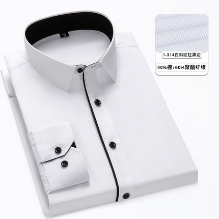Spring men's business shirt solid color long-sleeved professional shirt workwear men's 40 cotton formal shirt embroidered logo