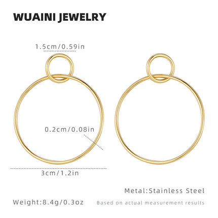 Minimalist Metal Hoop Earrings with a Magazine Style, Trendy and Cool Titanium Steel Stud Earrings for Women