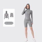 Medium gray five-point hooded jacket suit / 2/S