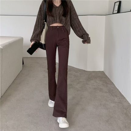 American Retro High Waist Flared Pants Micro-Lar Jeans Women's Spring and Autumn 2024 New Mini Horseshoe Pants Spring and Autumn