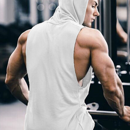 Cross-border European and American size in stock compression quick-drying breathable lightweight sweat-absorbent training fitness tight sports hooded vest