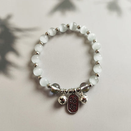Bracelet Jewelry Cat's Eye Stone Crystal Butterfly Women's Bracelet Imitation Gray Moonlight Versatile Stylish Trendy Student Gift Starry