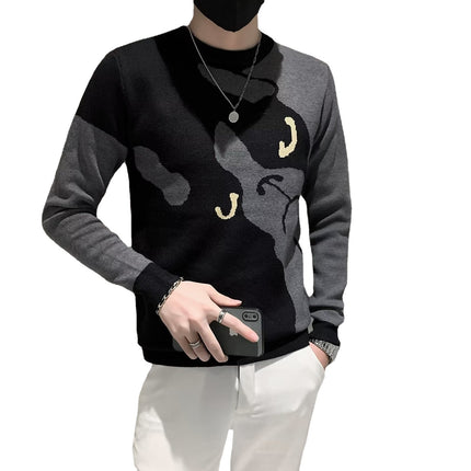 Internet Celebrity Fashion Knitwear Men's Korean Style Youthful Trendyy Personalized Pattern Knitwear Autumn and Winter Comfortable Knitwear